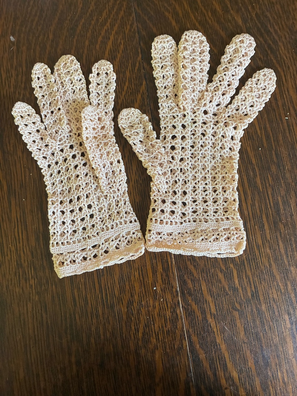 3 pair Vintage Crochet Lace Gloves in Beige
